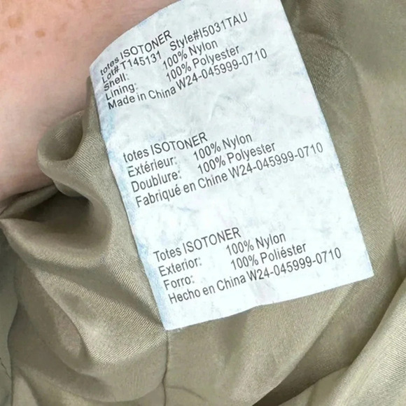 totes ISOTONER Womens Lightweight Casual Trench Coat Khaki Size L - Picture 6 of 7